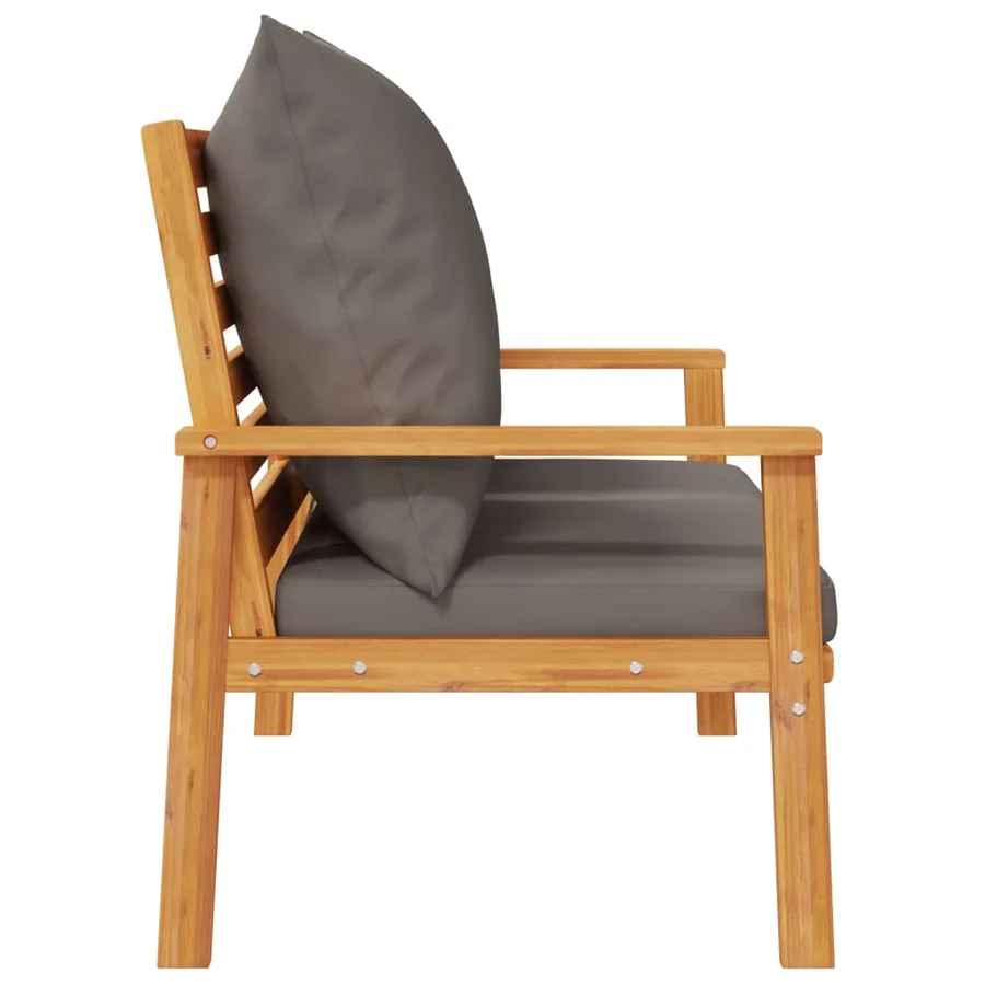 Canapé de jardin 120 cm avec coussin bois d'acacia massif - 5