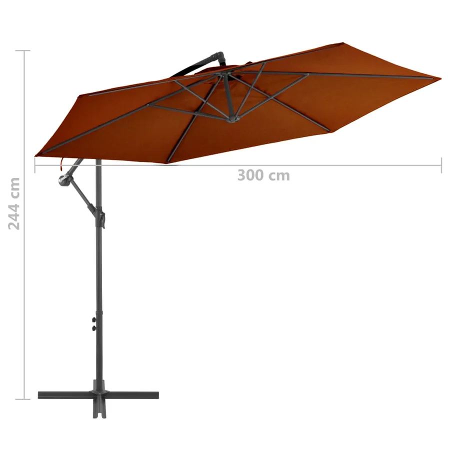 Parasol de jardin en porte-à-faux avec mât en aluminium - 8