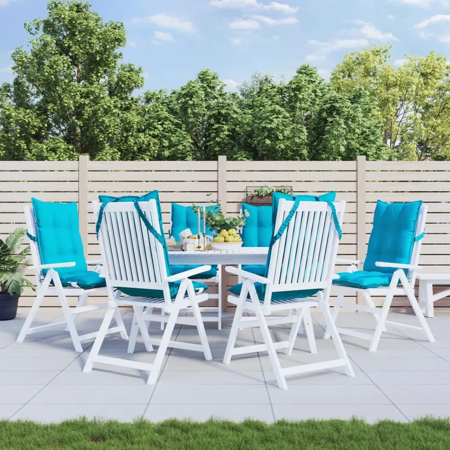 Coussins de chaise à dossier haut lot de 6 turquoise
