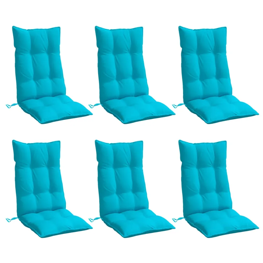 Coussins de chaise à dossier haut lot de 6 turquoise - 3