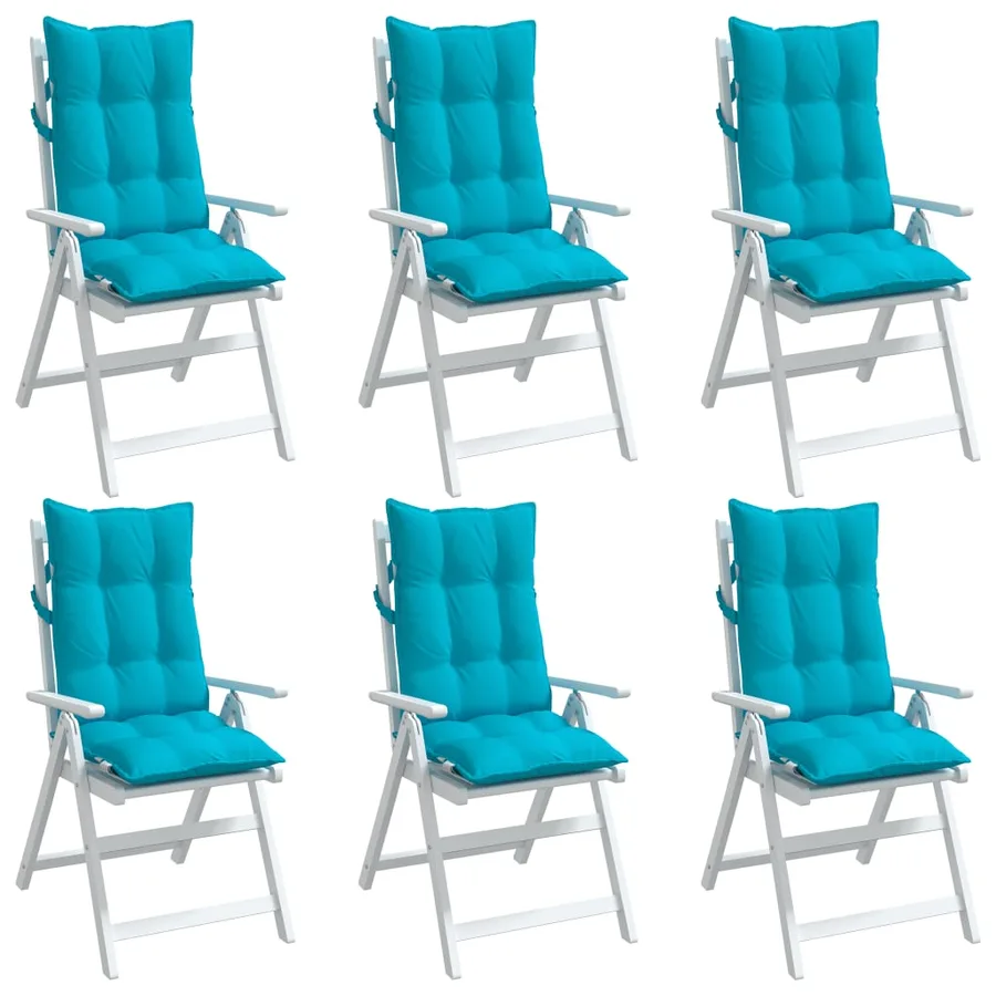 Coussins de chaise à dossier haut lot de 6 turquoise - 4