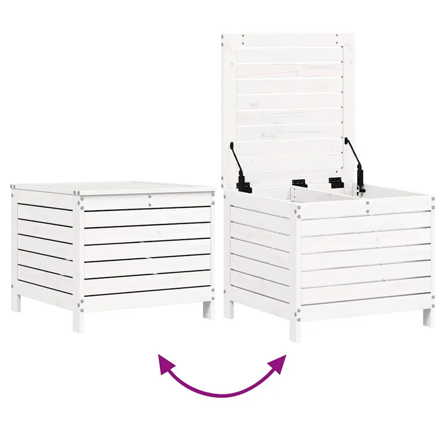 Salon de jardin 7 pcs blanc bois de pin massif - 11