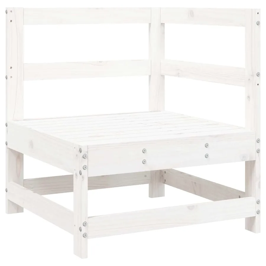 Salon de jardin 7 pcs blanc bois de pin massif - 5