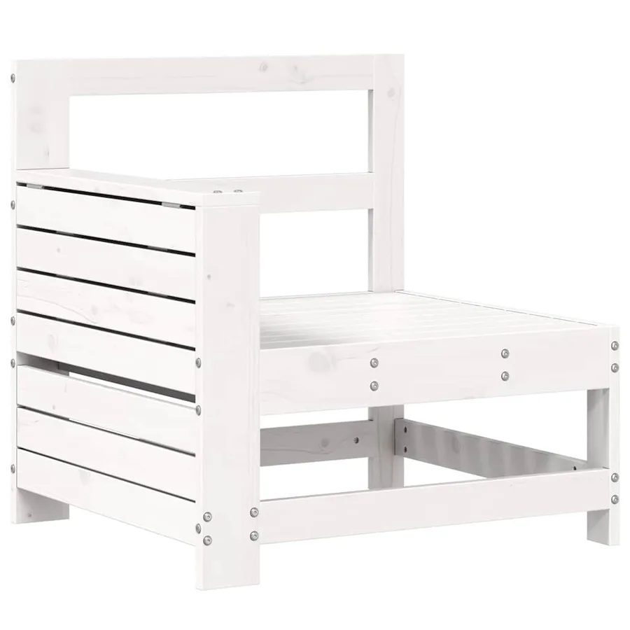 Salon de jardin 7 pcs blanc bois de pin massif - 6
