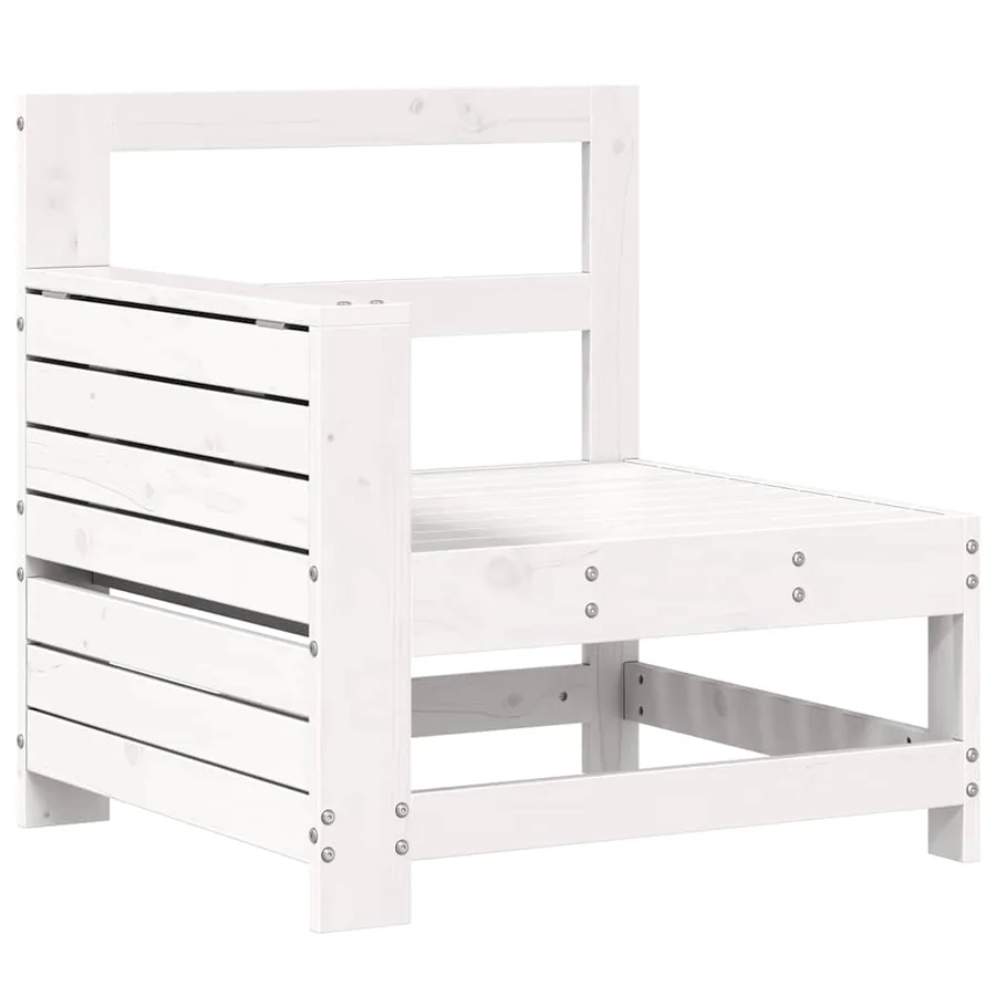 Salon de jardin 7 pcs blanc bois de pin massif - 6