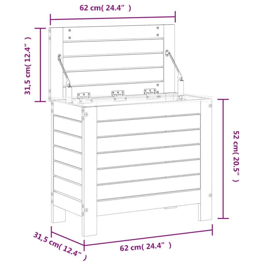 Repose-pied de jardin 62x31,5x52 cm bois de pin massif - 10