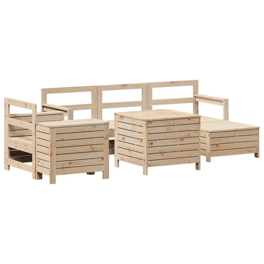 Salon de jardin 7 pcs bois de pin massif - 2