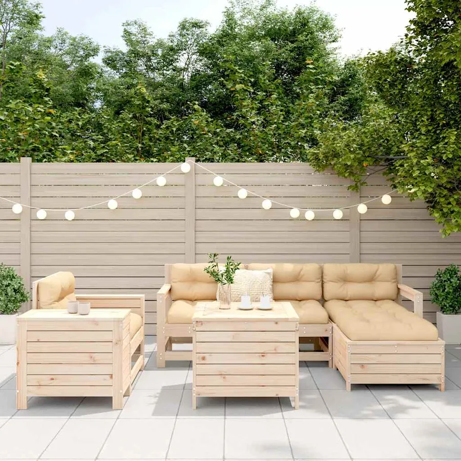 Salon de jardin 7 pcs bois de pin massif - 3