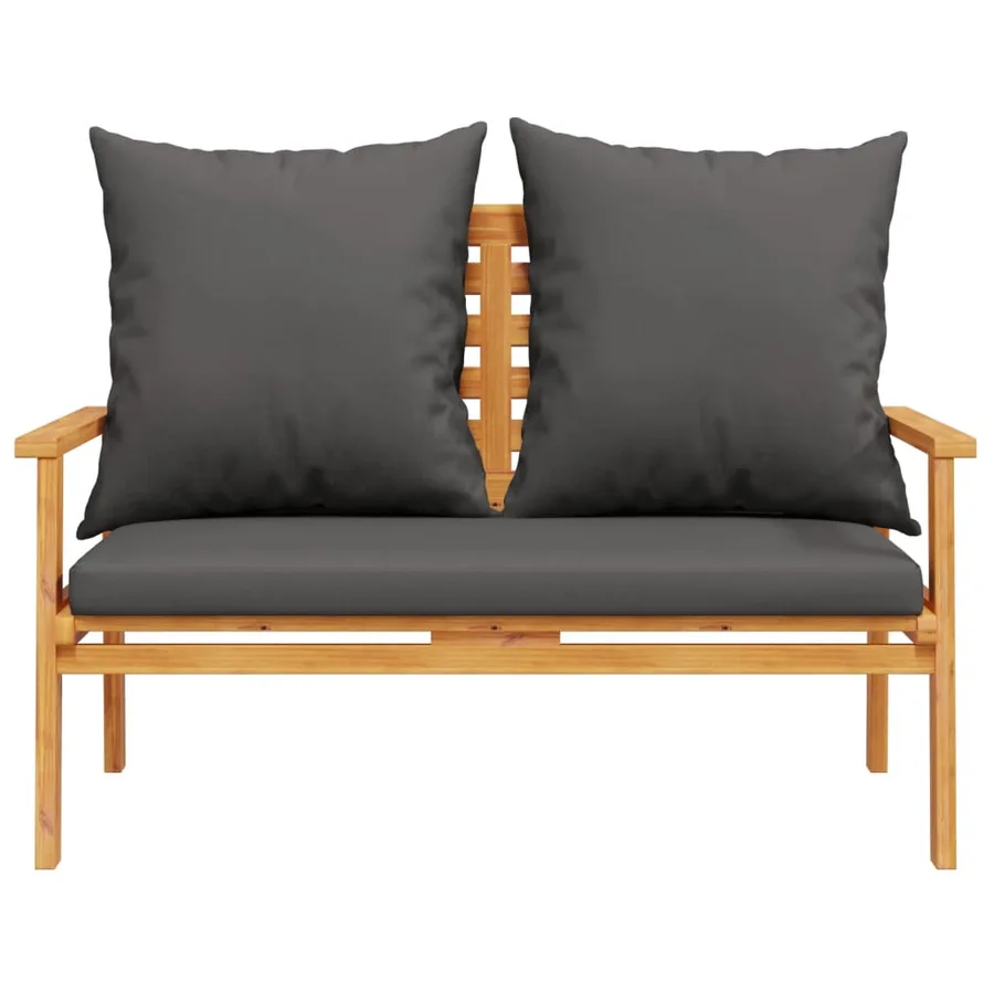 Salon de jardin 3 pcs avec coussins bois massif d'acacia - 5