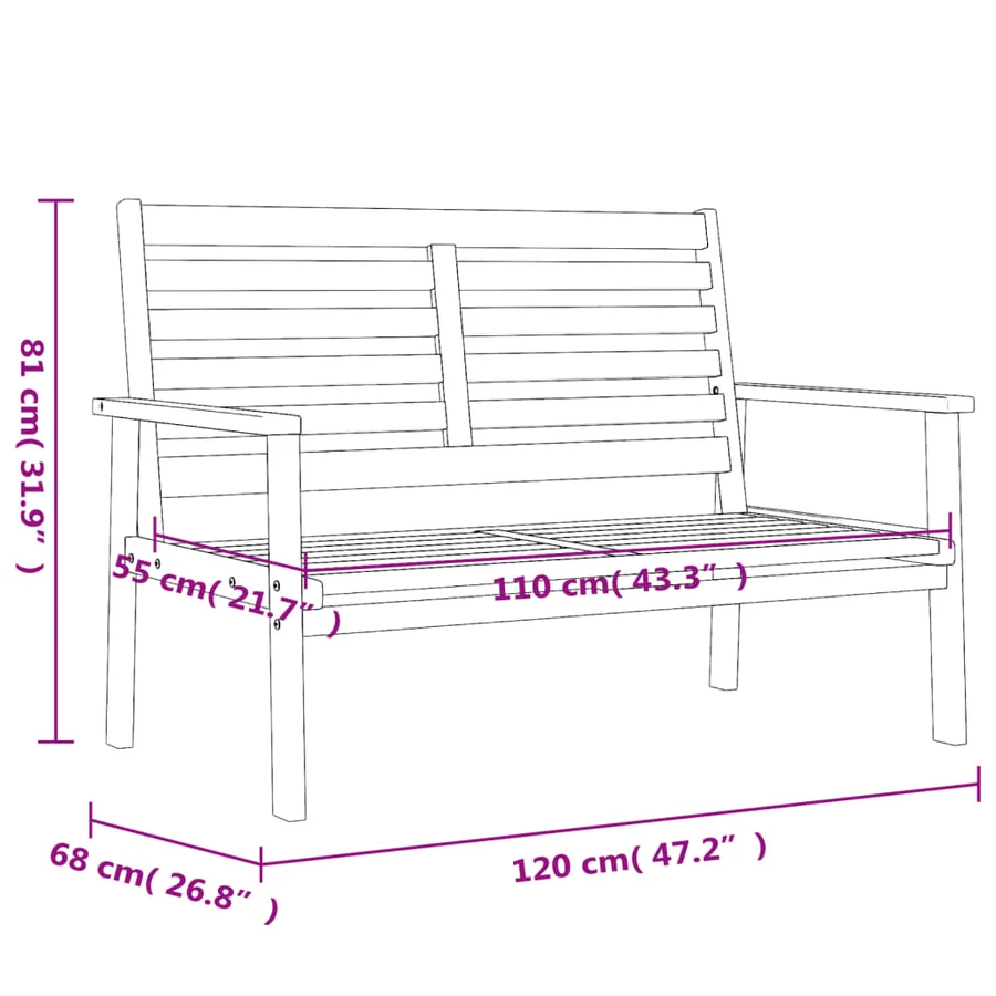 Salon de jardin 5 pcs bois d'acacia solide - 14