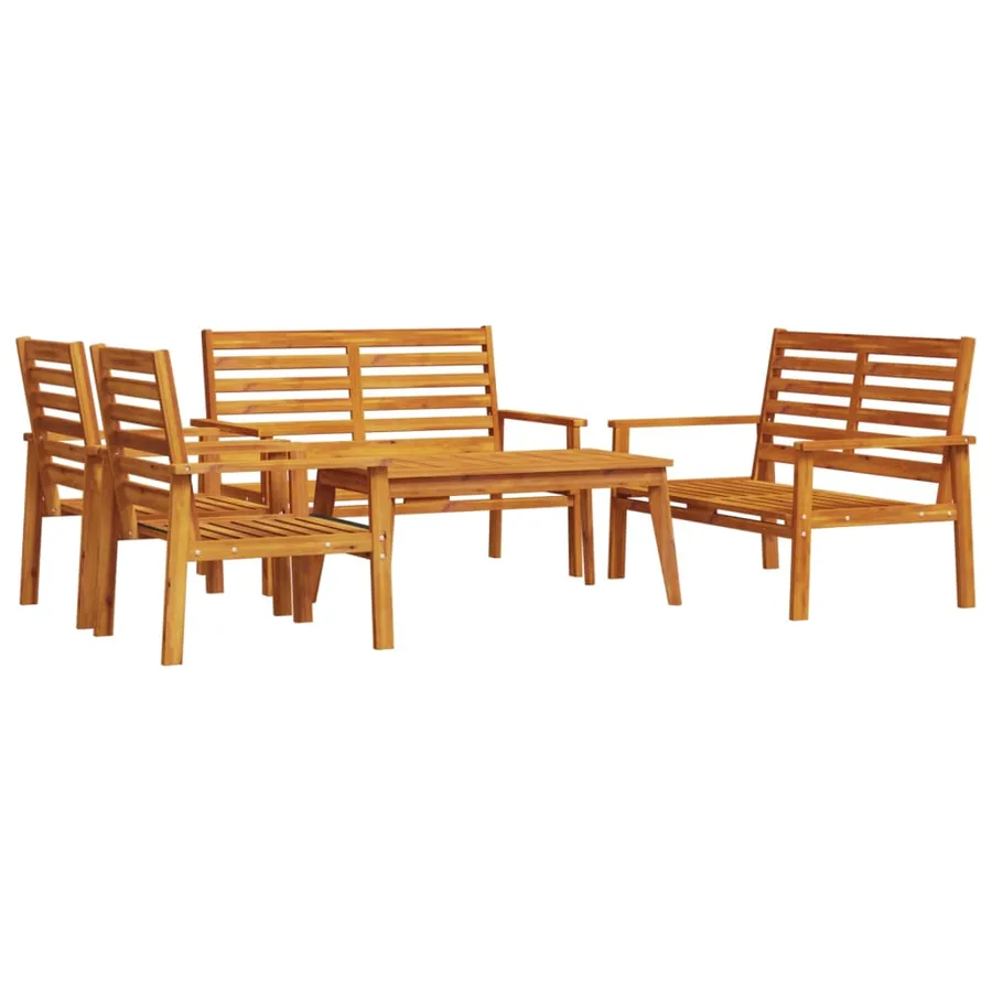 Salon de jardin 5 pcs bois d'acacia solide - 2