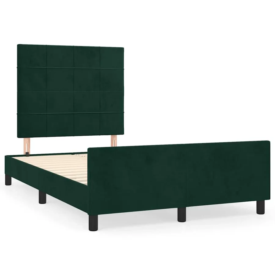 Cadre de lit sans matelas vert foncé 120x190 cm velours - 2