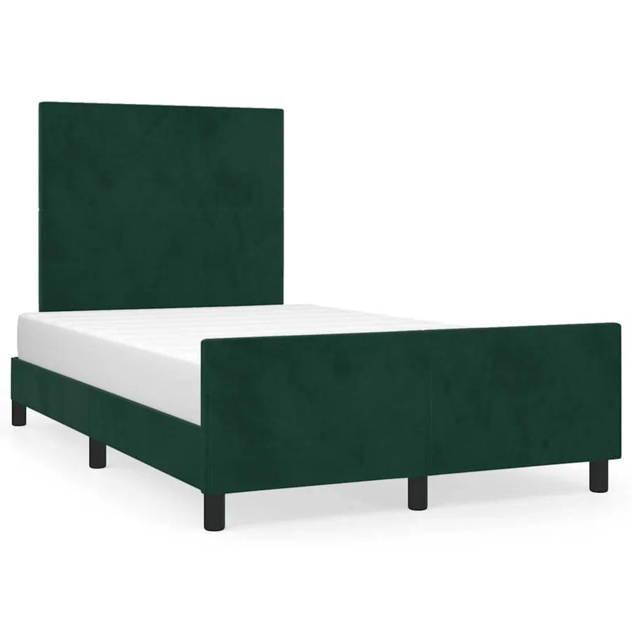 Cadre de lit sans matelas vert foncé 120x190 cm velours - 2
