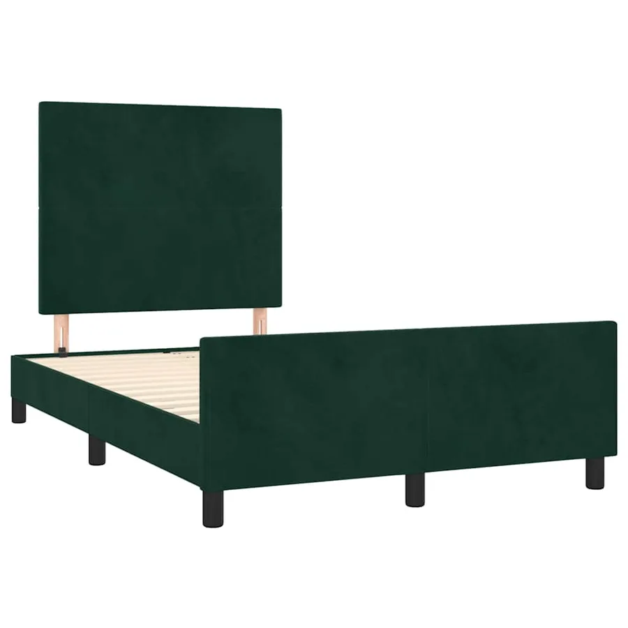 Cadre de lit sans matelas vert foncé 120x190 cm velours - 3