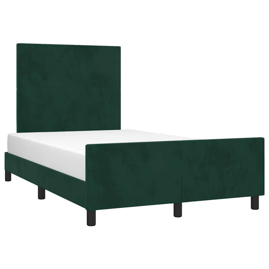 Cadre de lit sans matelas vert foncé 120x190 cm velours - 4