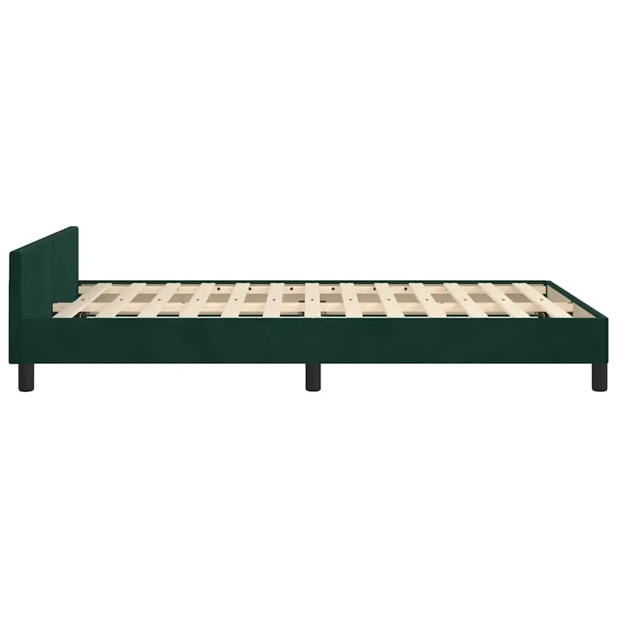 Cadre de lit sans matelas vert foncé 120x190 cm velours - 7