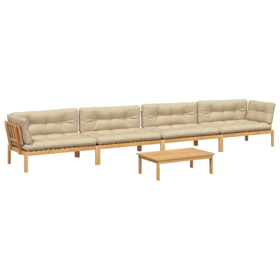 Salon palette de jardin avec coussins 5pcs bois d'acacia massif - 2