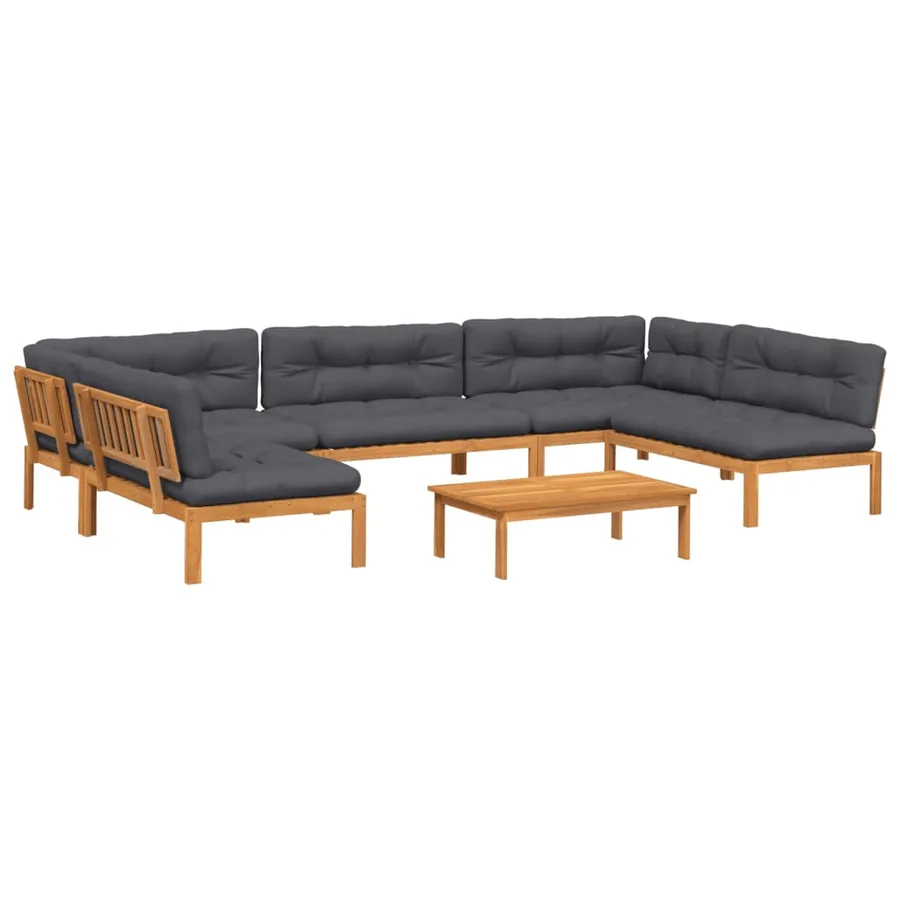 Salon palette de jardin avec coussins 6pcs bois d'acacia massif - 2