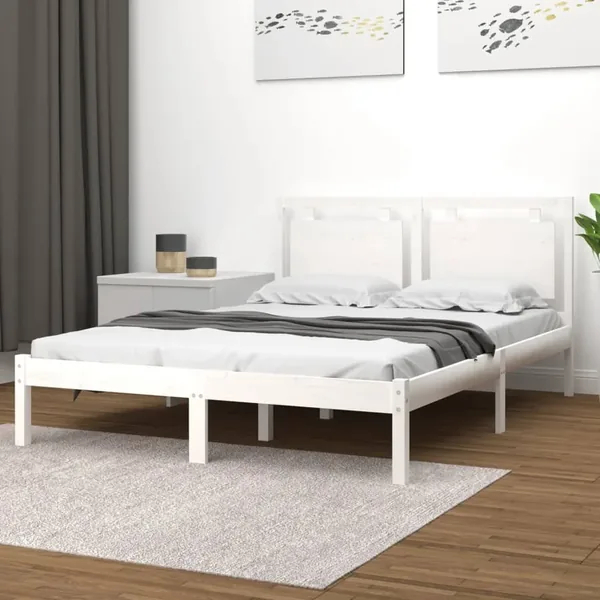 Cadre de lit sans matelas blanc 120x200 cm bois massif