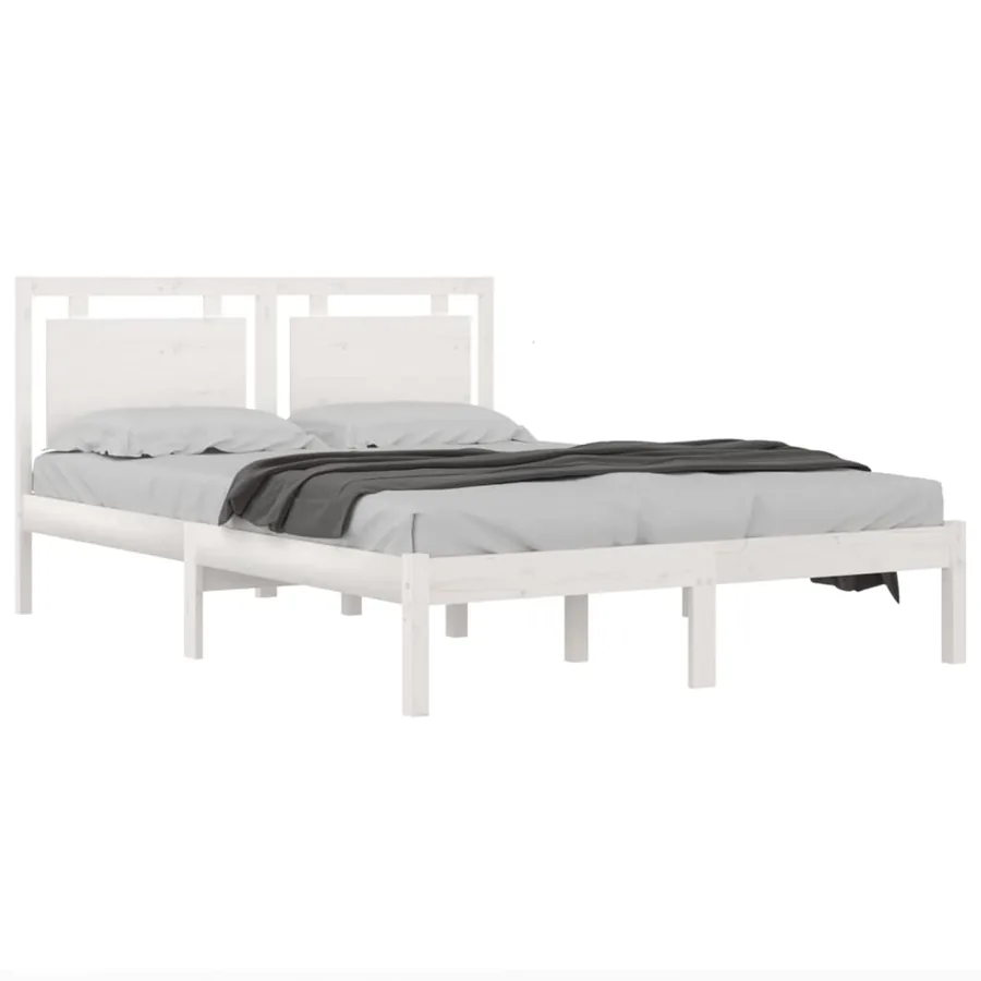 Cadre de lit sans matelas blanc 120x200 cm bois massif - 3