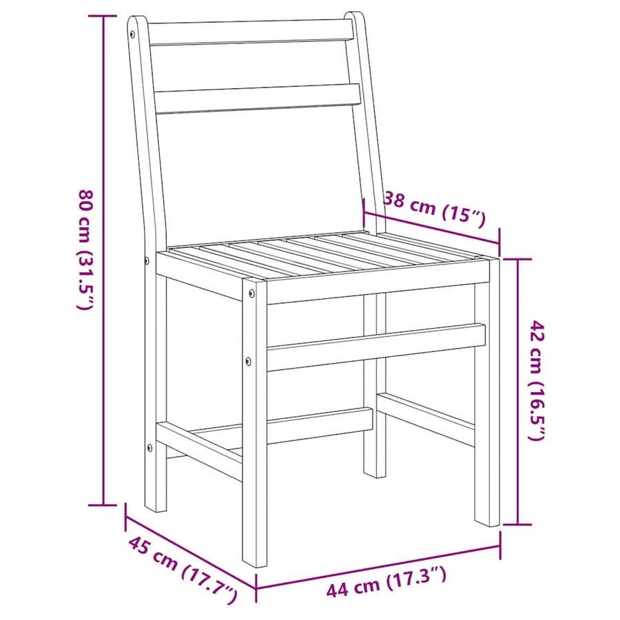 Ensemble de balcon 3 pcs bois d'acacia solide - 11