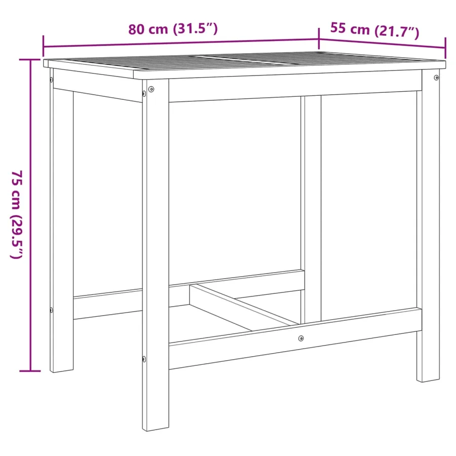 Ensemble de balcon 3 pcs bois d'acacia solide - 12