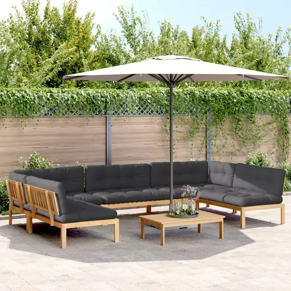 Salon palette de jardin avec coussins 6pcs bois d'acacia massif