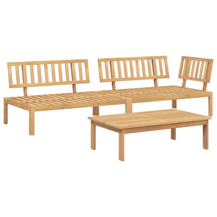 Salon palette de jardin 3 pcs bois d'acacia massif - 2
