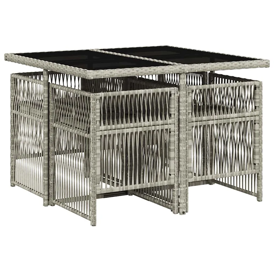 Ensemble à manger de jardin et coussins 5 pcs gris clair rotin - 3