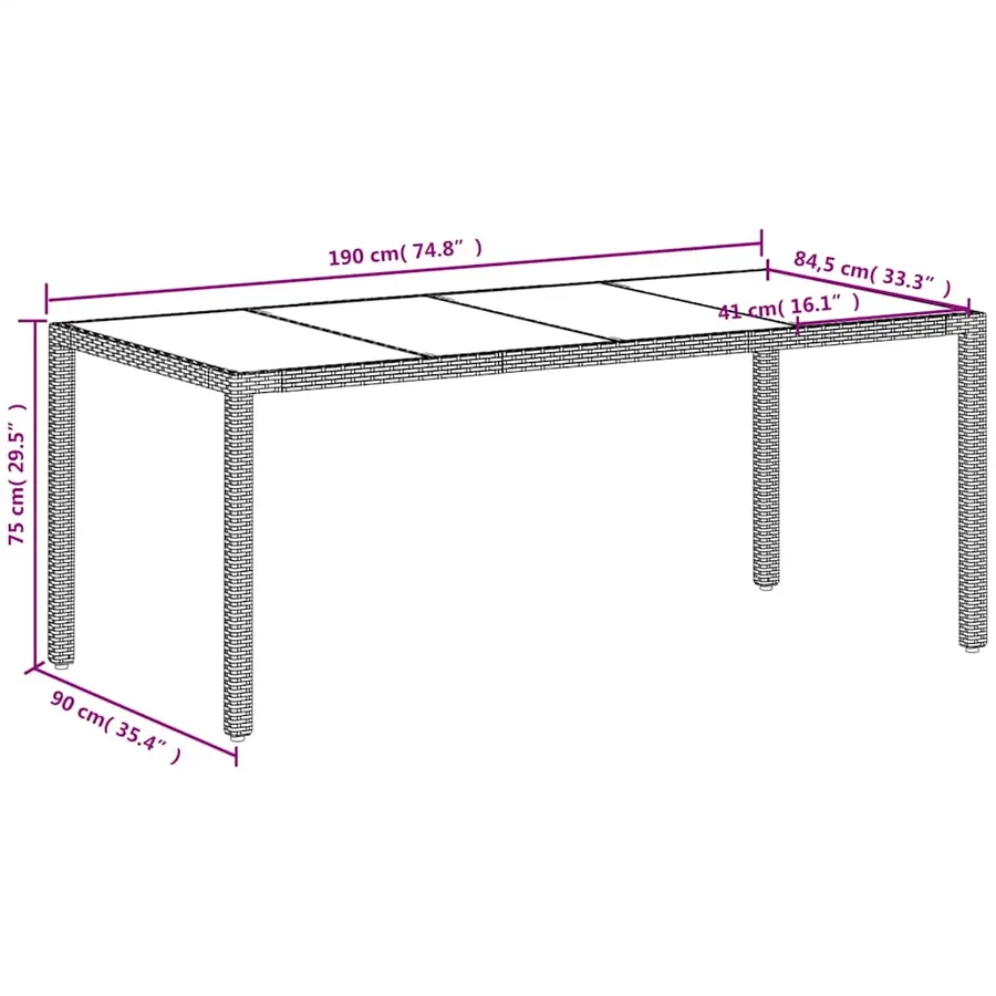 Table de jardin avec dessus en verre blanc résine tressée - 11