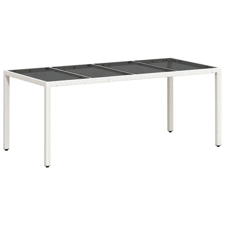 Table de jardin avec dessus en verre blanc résine tressée - 2