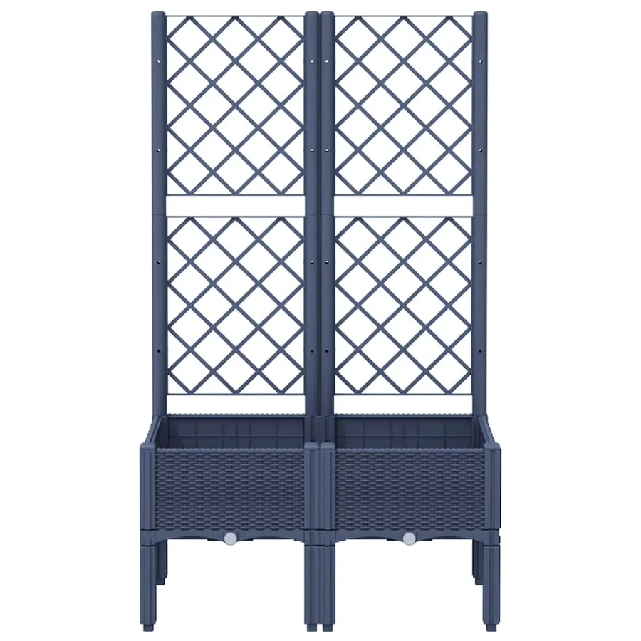 Jardinière avec treillis bleu gris 80x40x142 cm PP - 3