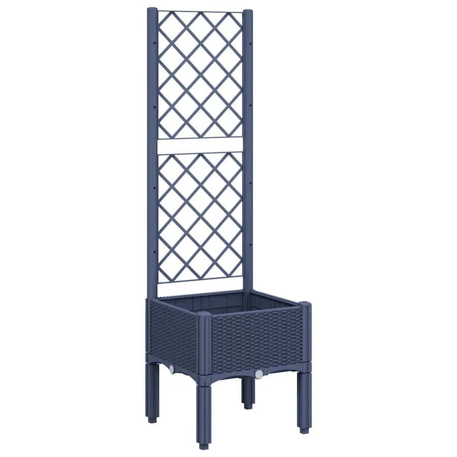 Jardinière avec treillis bleu gris 40x40x142 cm PP - 2