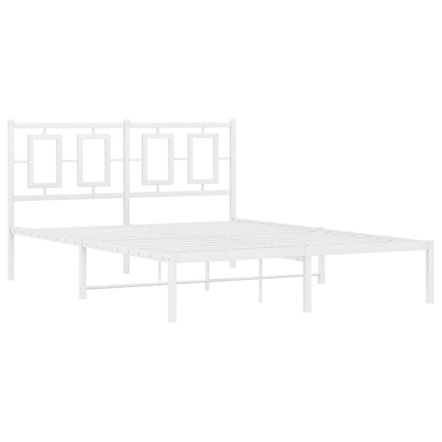 Cadre de lit métal sans matelas et tête de lit blanc 140x200 cm - 3