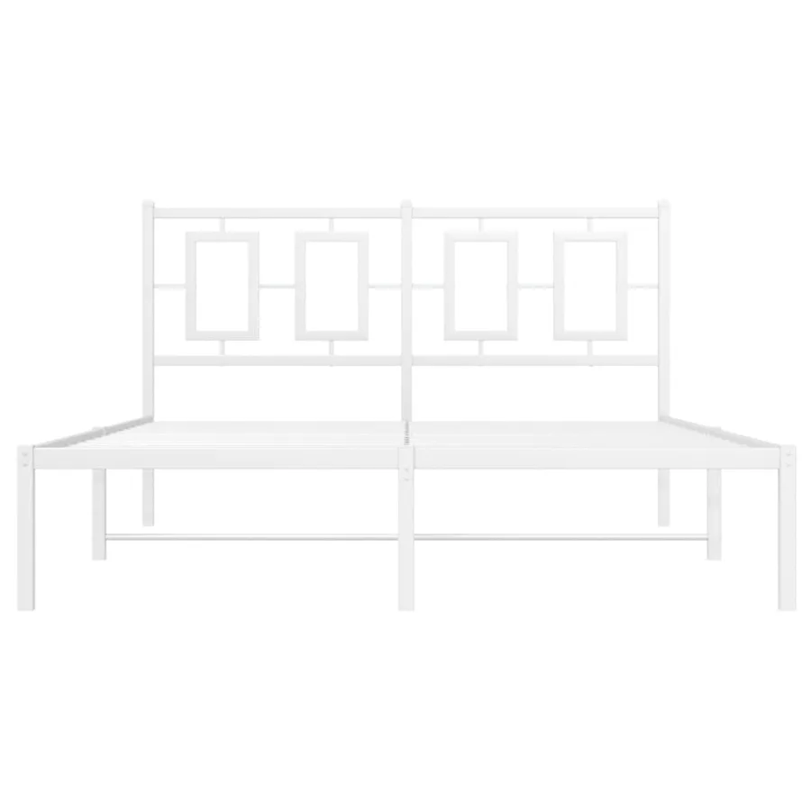 Cadre de lit métal sans matelas et tête de lit blanc 140x200 cm - 5
