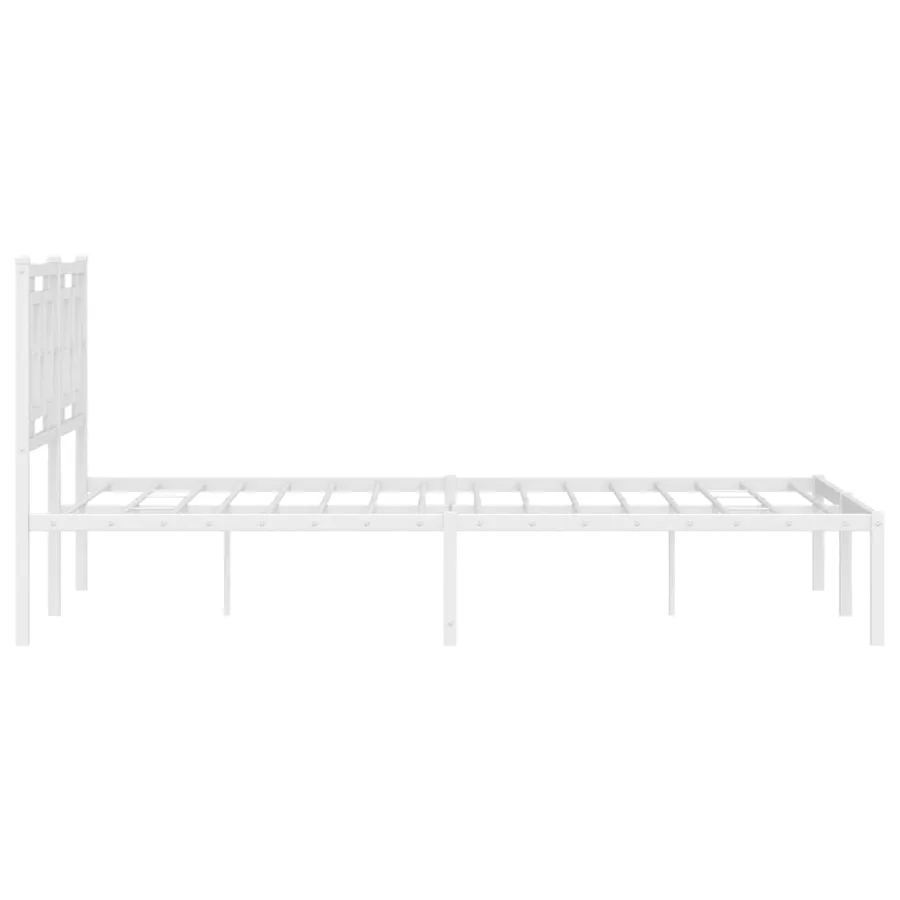 Cadre de lit métal sans matelas et tête de lit blanc 140x200 cm - 6