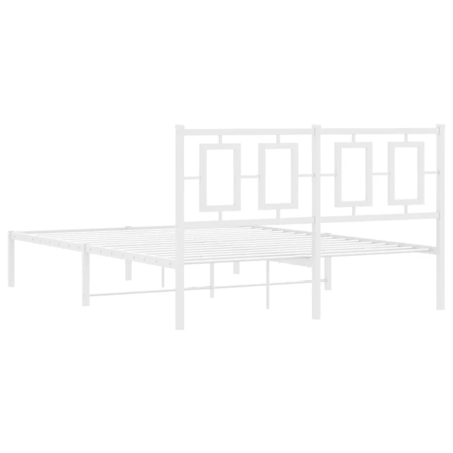 Cadre de lit métal sans matelas et tête de lit blanc 140x200 cm - 7