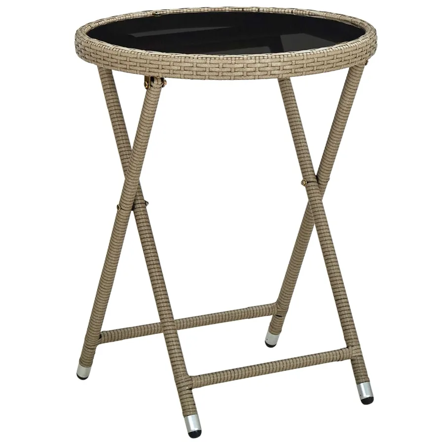 Ensemble de bistro avec coussins 3 pcs beige rotin et verre - 4