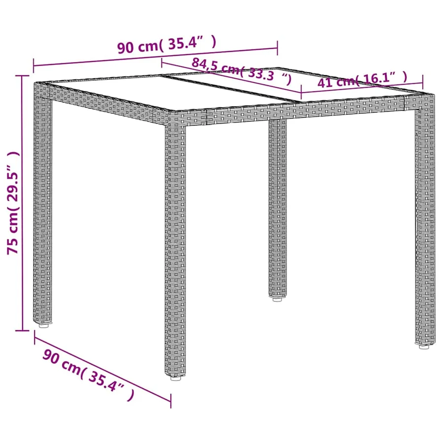 Table de jardin avec dessus en verre gris clair résine tressée - 11