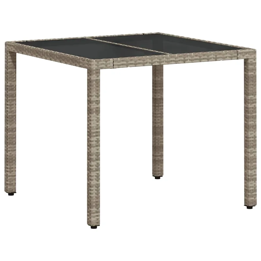 Table de jardin avec dessus en verre gris clair résine tressée - 2