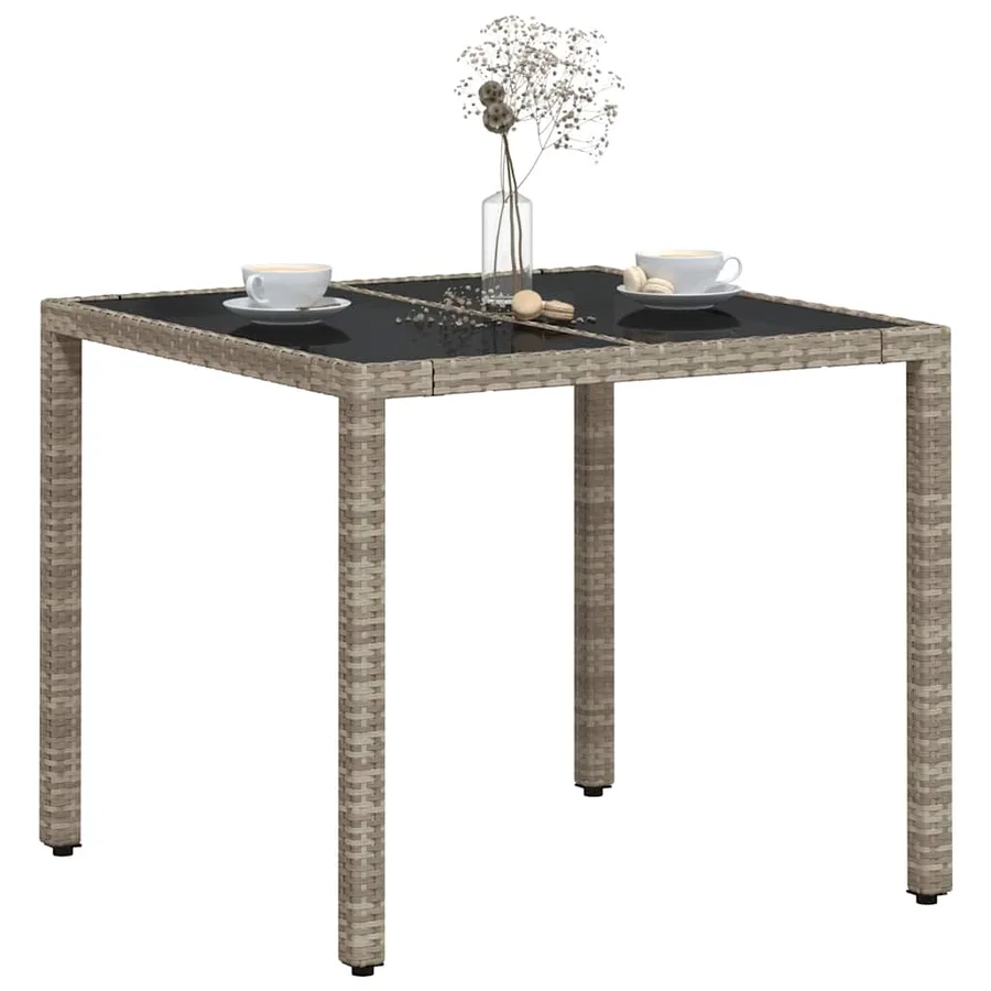 Table de jardin avec dessus en verre gris clair résine tressée - 4