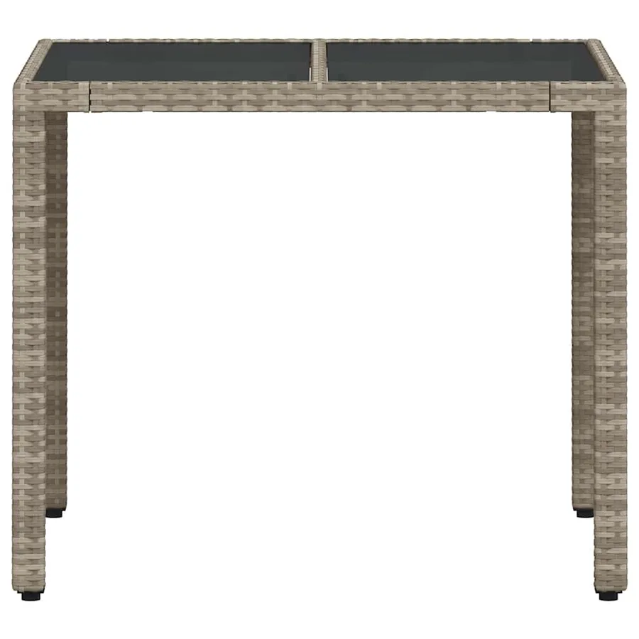Table de jardin avec dessus en verre gris clair résine tressée - 5