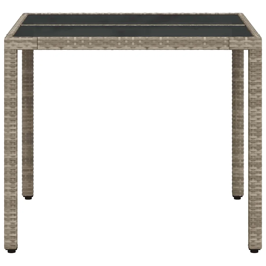 Table de jardin avec dessus en verre gris clair résine tressée - 6