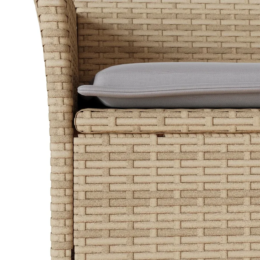 Ensemble à manger de jardin et coussins 3 pcs beige rotin verre - 5