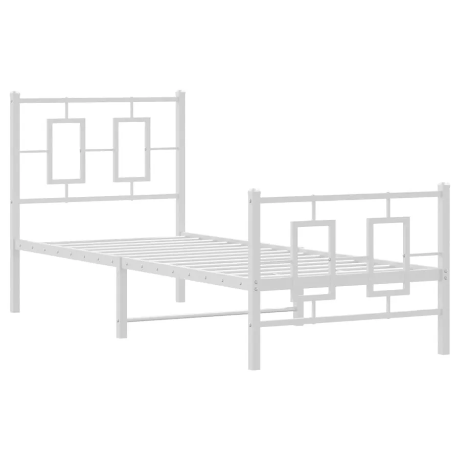 Cadre de lit métal sans matelas avec pied de lit blanc 75x190cm - 3