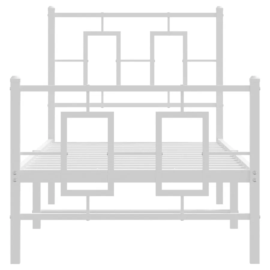 Cadre de lit métal sans matelas avec pied de lit blanc 75x190cm - 5