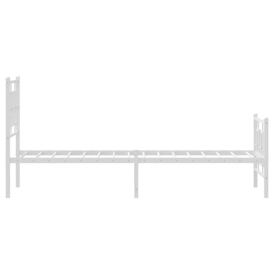 Cadre de lit métal sans matelas avec pied de lit blanc 75x190cm - 6