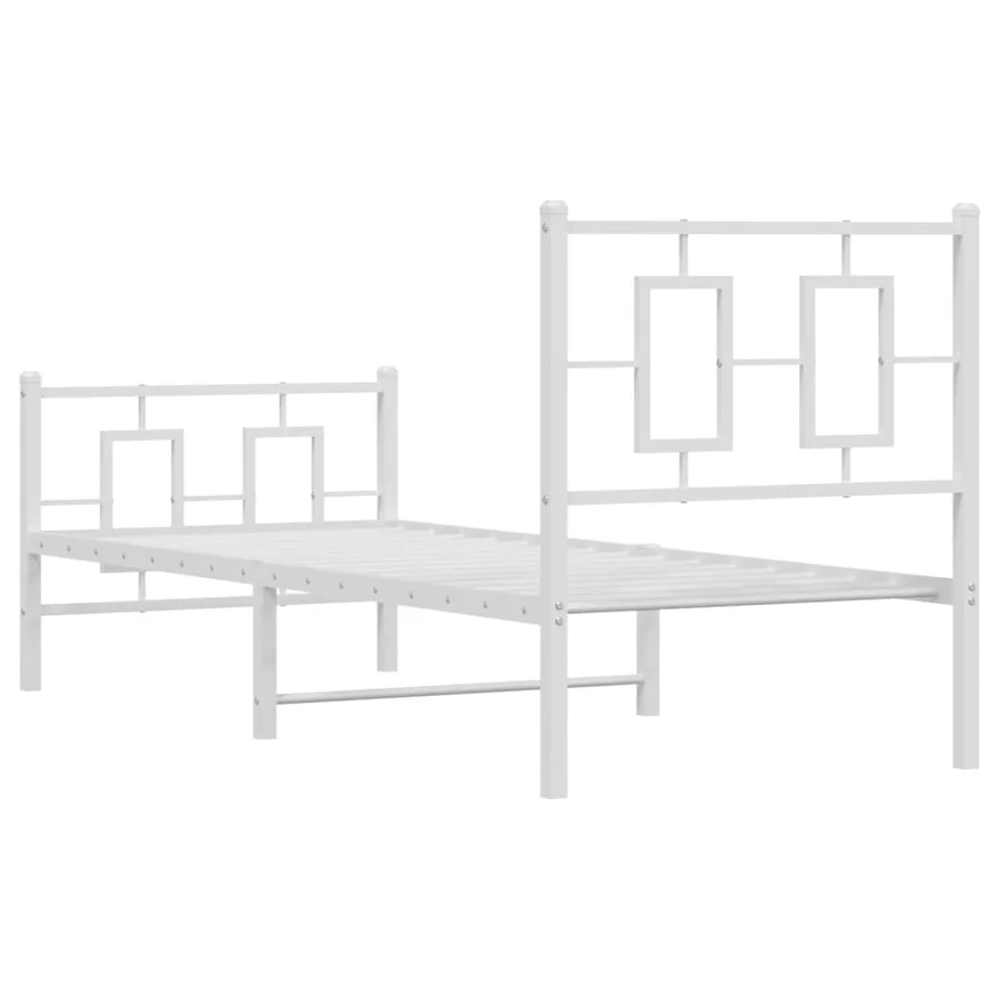 Cadre de lit métal sans matelas avec pied de lit blanc 75x190cm - 7