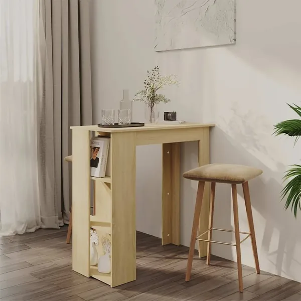 Table de bar avec étagère Chêne sonoma Bois d'ingénierie