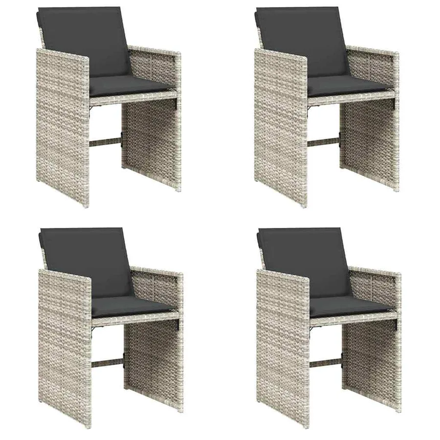 Chaises de jardin avec coussins lot de 4 gris clair poly rotin - 2